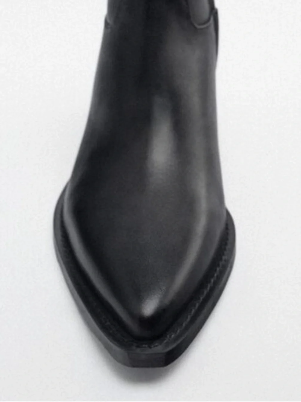 Zara leather cowboy ankle boot booties black EU 36 1122/010 western rodeo - Picture 6 of 16